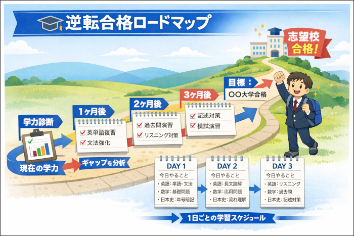 志望校から逆算した学習計画のイメージ