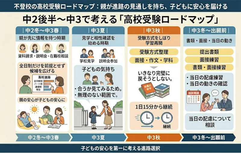 不登校の中学生向け 高校受験ロードマップ（中2冬から中3冬までの準備）